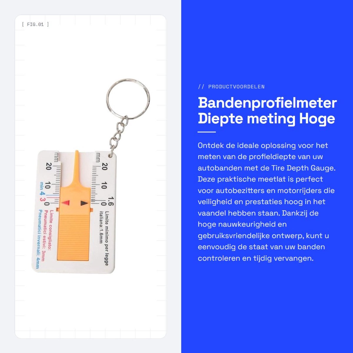 Dailygoods- Bandprofielmeter Hoge Precisie - Dieptemeter - Meetlat - Lichtgewicht - Duurzaam - Ergonomisch Ontwerp - Banddieptemeter