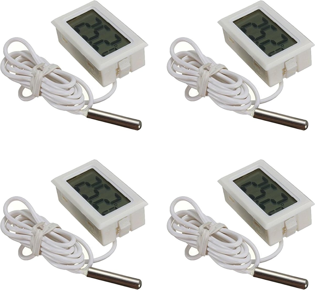Dailygoods- Digitale Thermometer - Temperatuurbewaking - Temperatuursensor - Koelkast/Vriezer - Aquarium - Nauwkeurigheid ± 1 °F - 4 Stuks