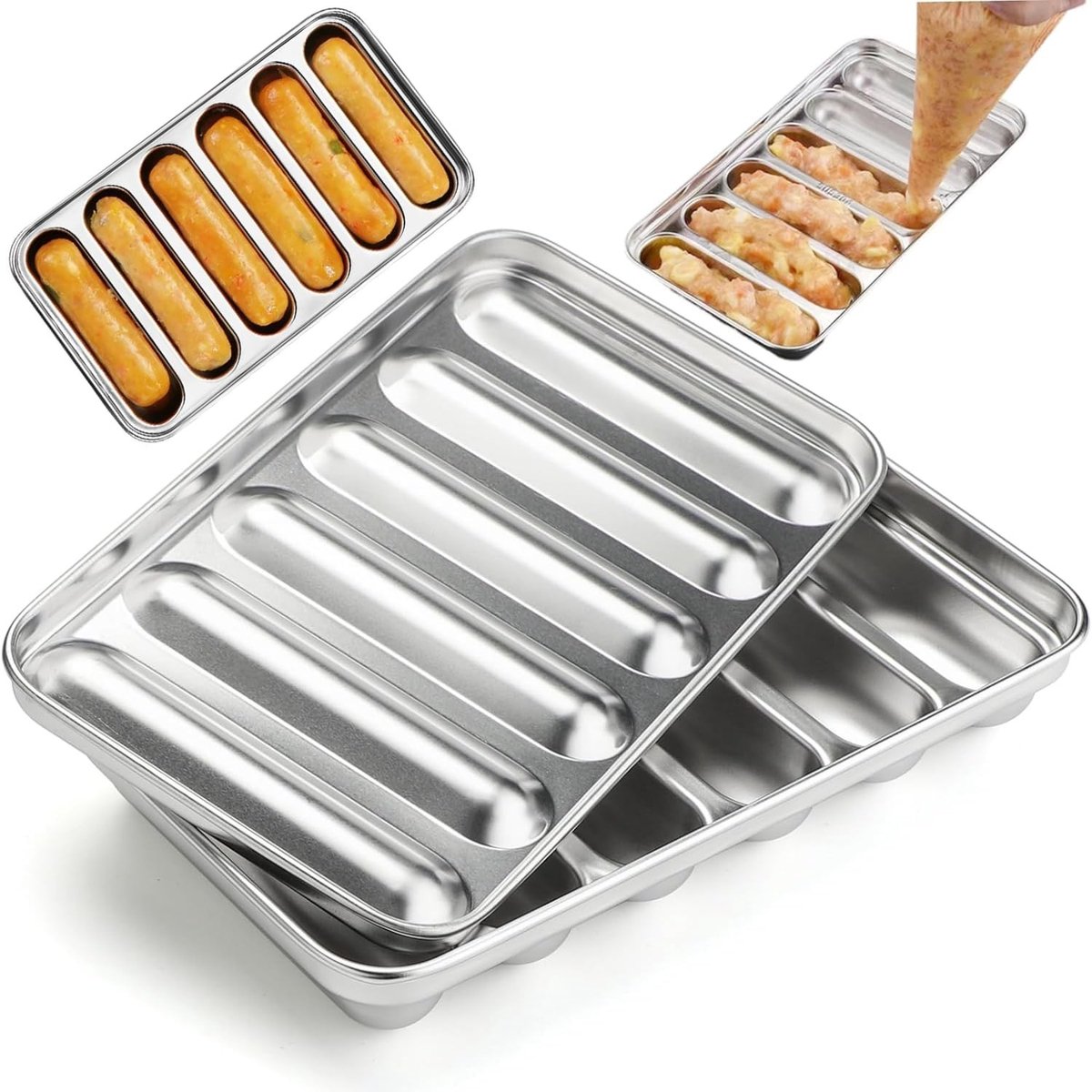 Dailygoods- Worstvorm Roestvrij Staal - Bakvorm - Hot Dog Bakvorm - Keukenbakken - Vaatwasserbestendig - Ovenbestendig - Afmetingen 19x11x3 cm