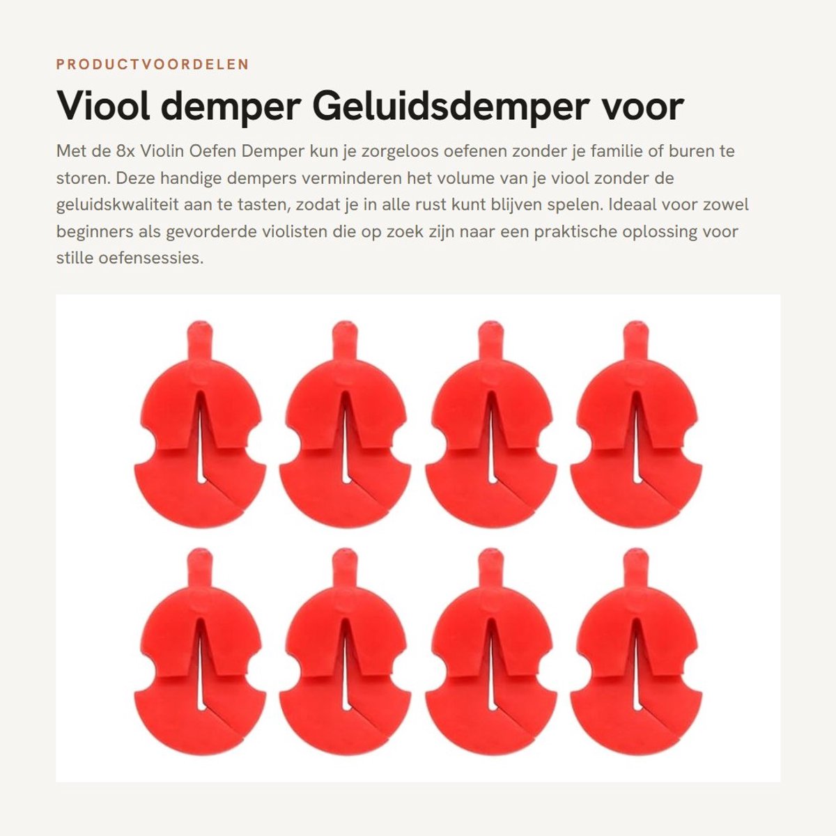 Dailygoods- Demper 8 Stuks - Viooldemper - Geluidsdemper - Vioolinstrumentaccessoires - Rubber - Lichtgewicht en Duurzaam