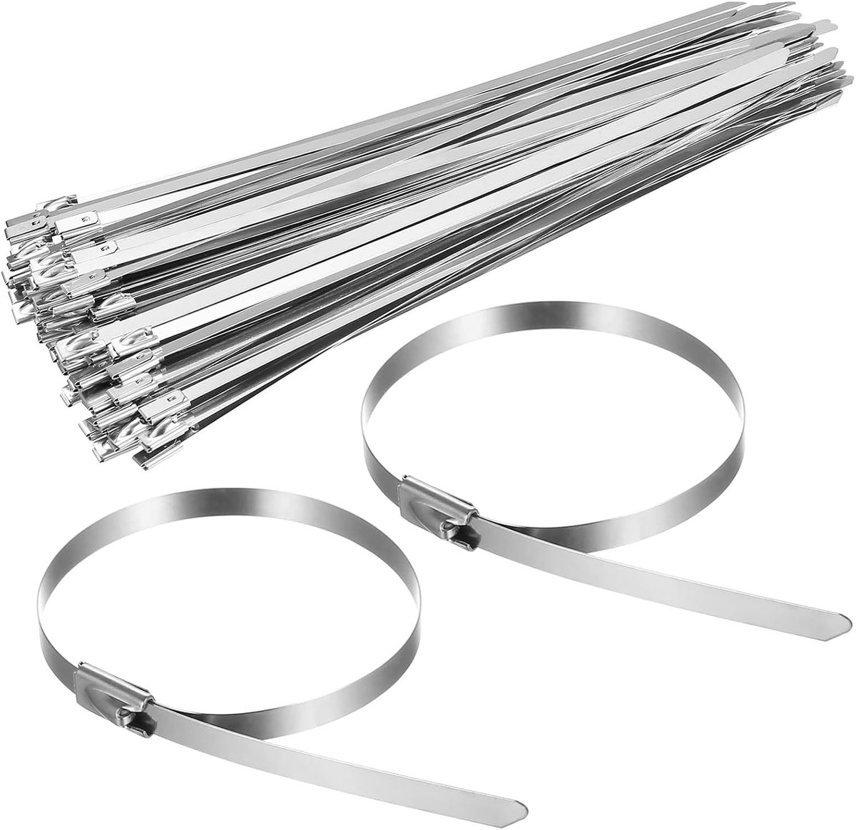 Thijox - 100 Stuks Roestvrijstalen Kabelbinders 304, 4,6 x 200 mm, Duurzame Metalen Ritssluitingsbinders voor Binnen en Buiten Gebruik, Robuuste Klemb