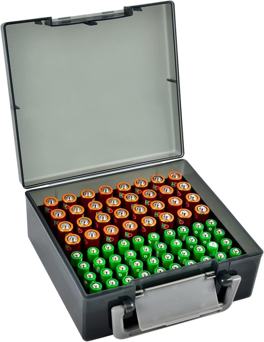 Thijox - Batterijbox Organizer voor AA AAA Batterijen - Opbergdoos voor 72 Batterijen - Zwarte Tas voor Thuisorganisatie en Camping