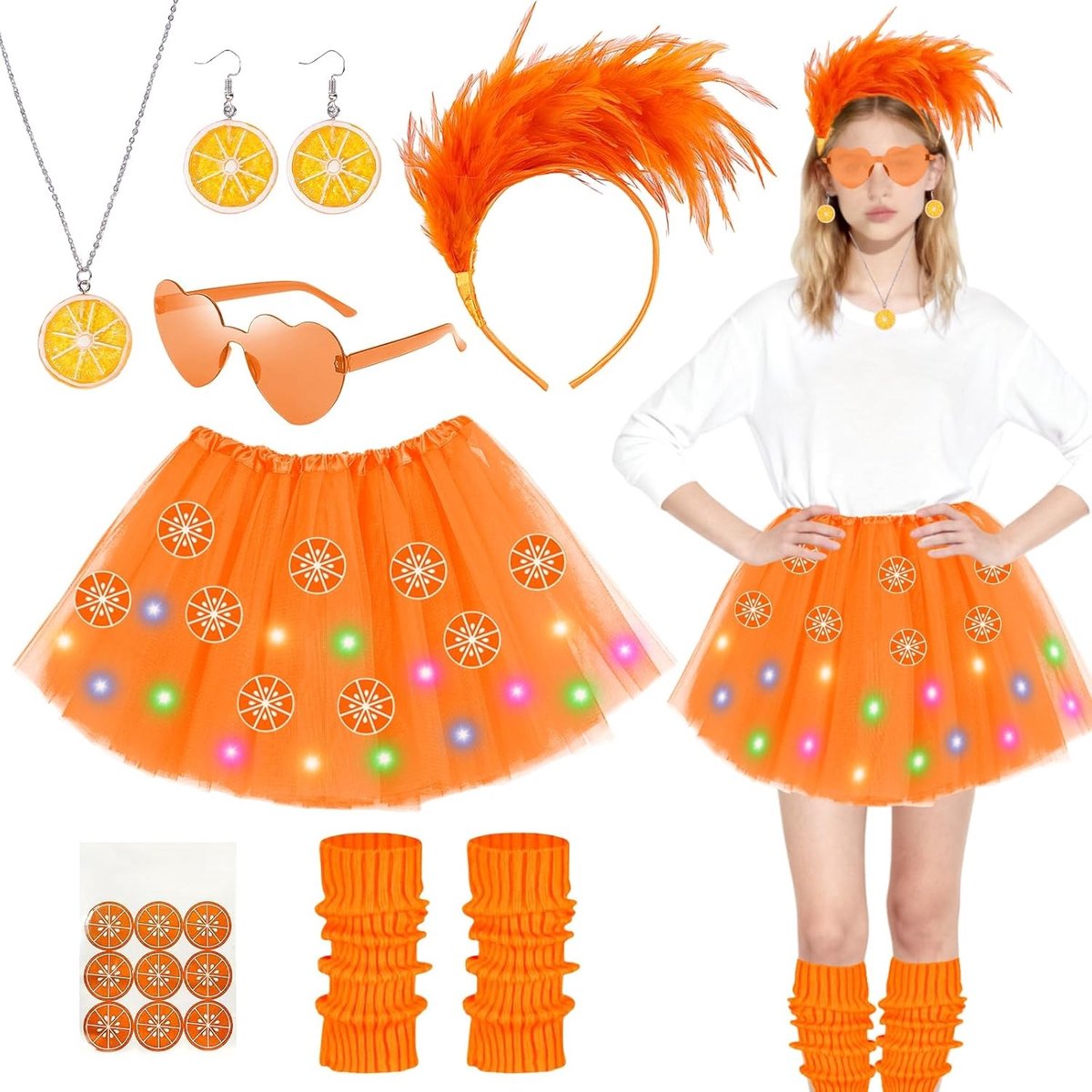 Carnaval kostuum voor dames met tulle rok, sieraden en accessoires voor Halloween en feesten