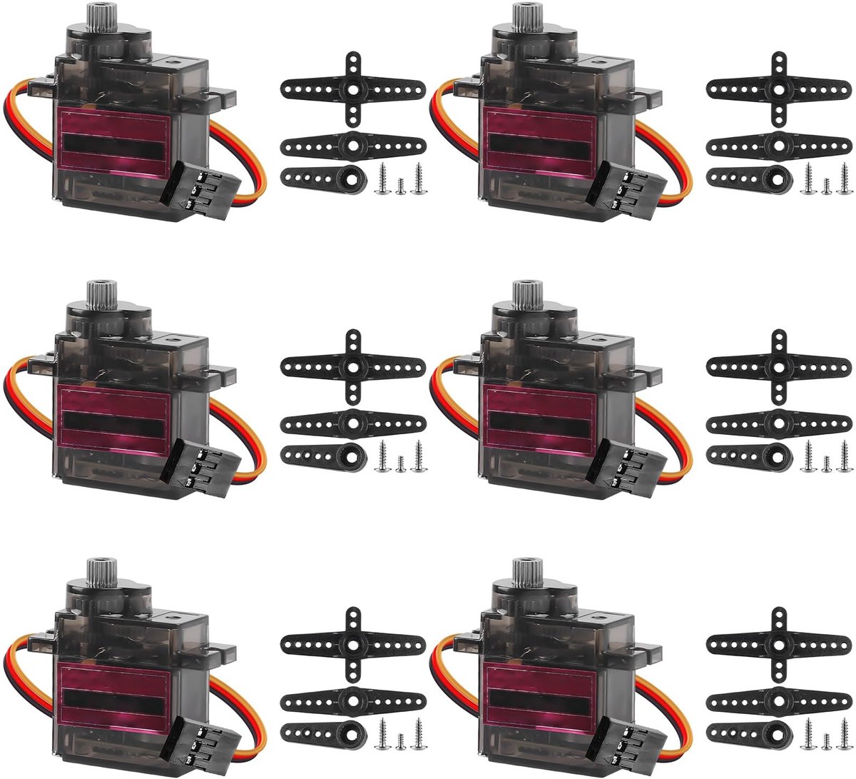 Dailygoods- Servomotor 6 Stuks - Micro-servomotor - Volmetalen Versnellingsbak - 180 Graden Bestuurbare Hoek - Lichtgewicht - Compatibel met Arduino - Mini Motor