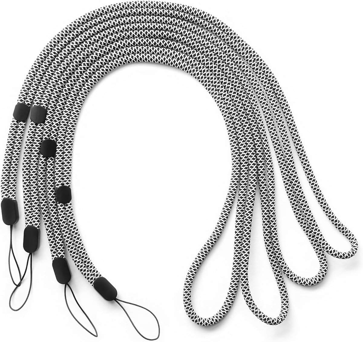 Thijox - verstelbare draagband/omhangband trage.band® - 4 stuks zwart-wit - polsband en schouderlussen - perfect voor feest, camping, kinderen, tuin e
