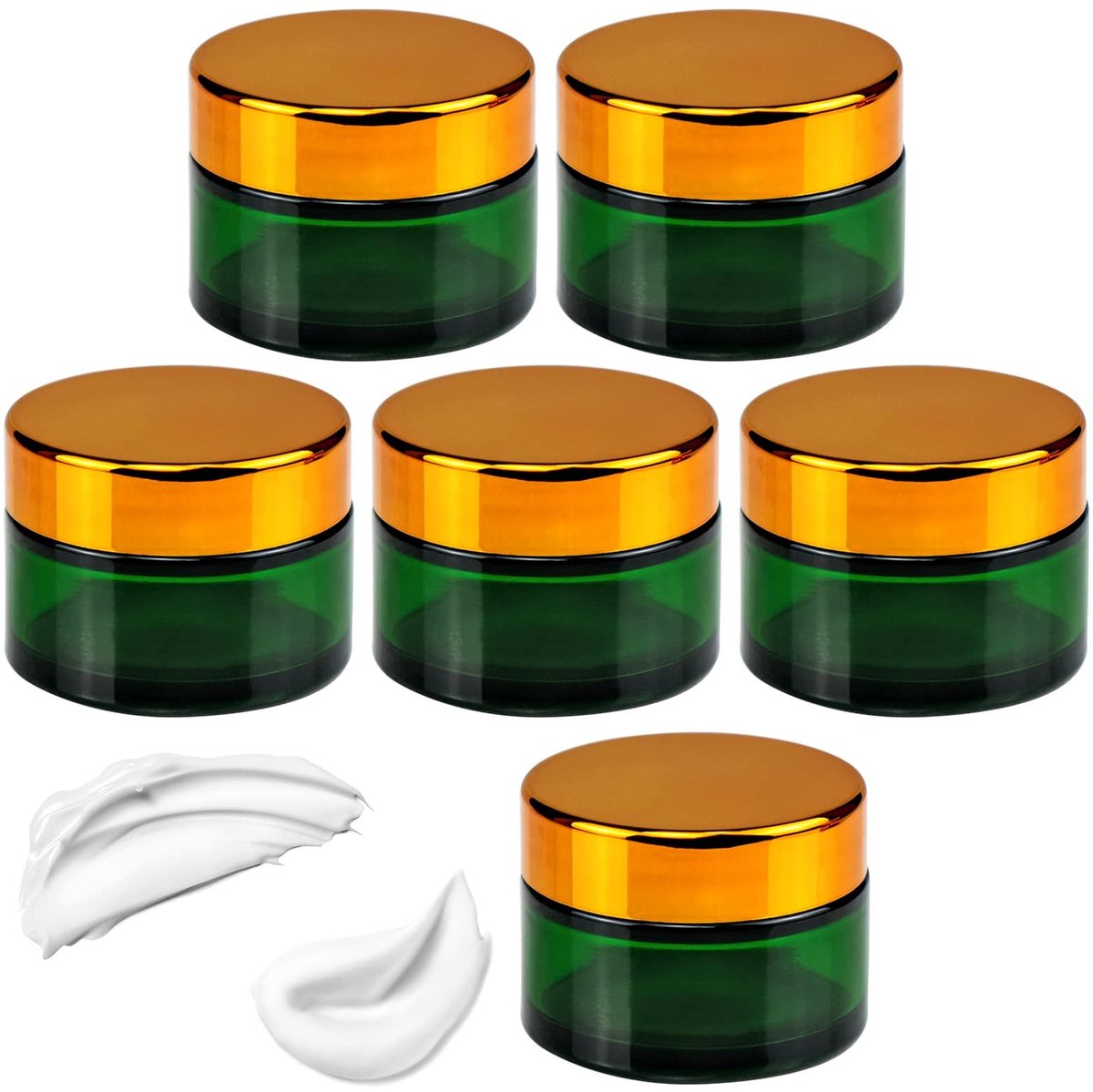 Dailygoods- Crèmepotje 30 ml - Glazen Potjes - 6 Stuks - Schroefdeksel - Herbruikbaar - Milieuvriendelijk - Veilig in Gebruik - Cosmeticapot