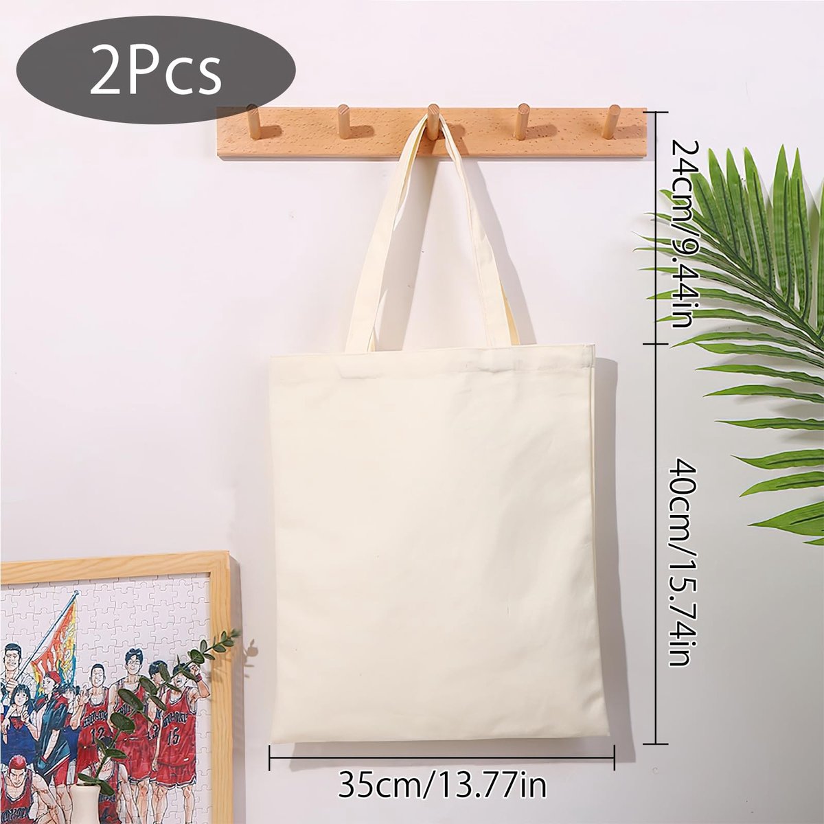 Dailygoods- Boodschappentas Hoogwaardige Katoenen Tas - Jute Zak - Herbruikbare Tas - Milieuvriendelijk - Lange Hengsels - Grote Capaciteit