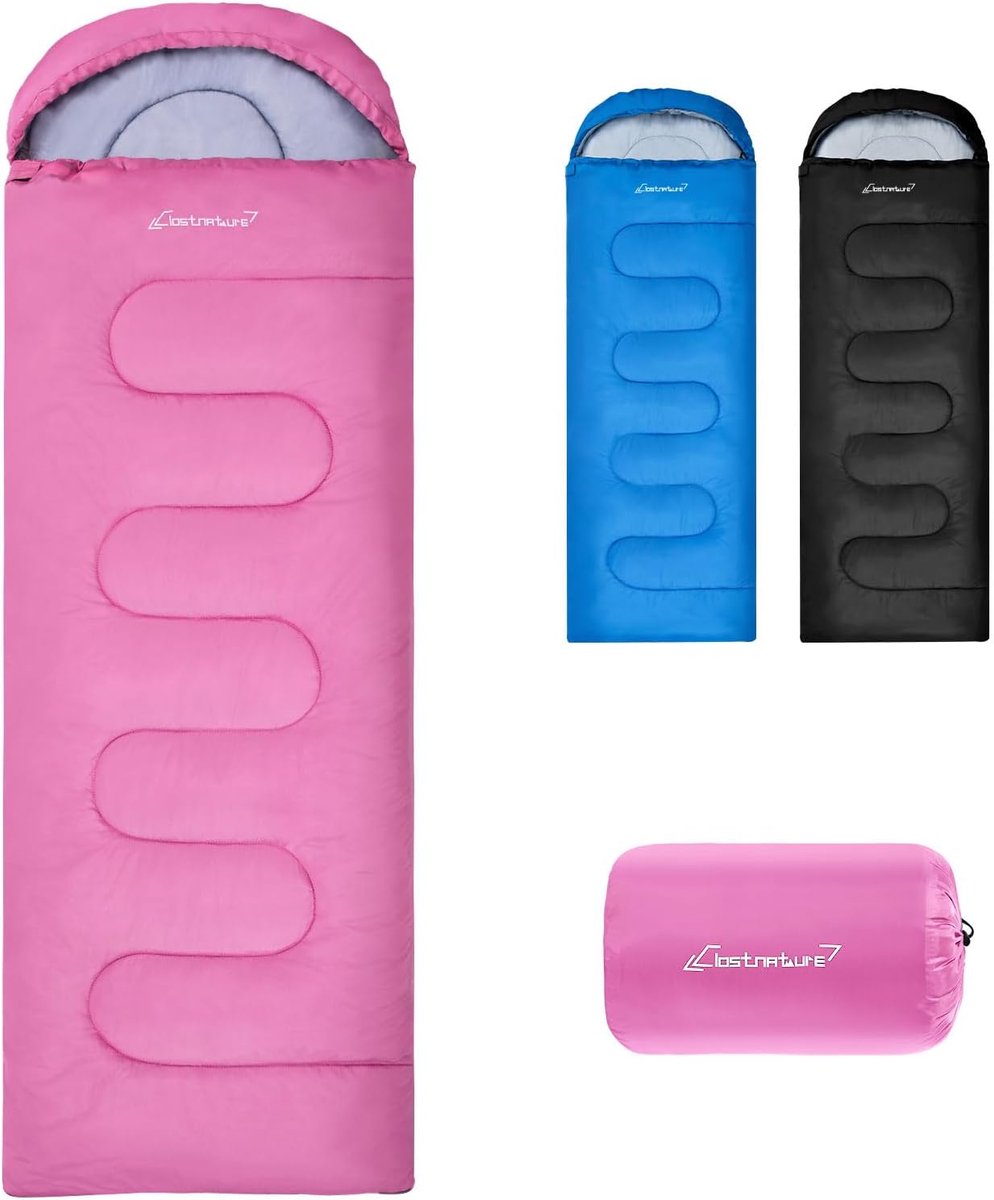 Slaapzak Volwassenen - Kampeerzak Lichtgewicht - Buitenactiviteiten Kamperen - Compact 3 Seizoenen - 220 x 75 cm - Roze