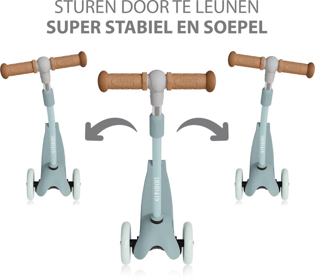 Liefjes & Co Kinderstep – 3-wielen Step - Met Lichtgevende Wielen – 2-6 jaar – Pastelblauw — cadeau in Spellen & Speelgoed - foto 4