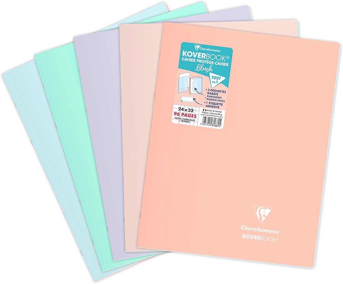 Thijox - Geniet Schrift Koverbook Blush - 24x32 cm - 96 Pagina's Kleine Ruitjes met Kantlijn - Wit Papier 90 g - Polypro Omslag Opaak - Creatief Schri