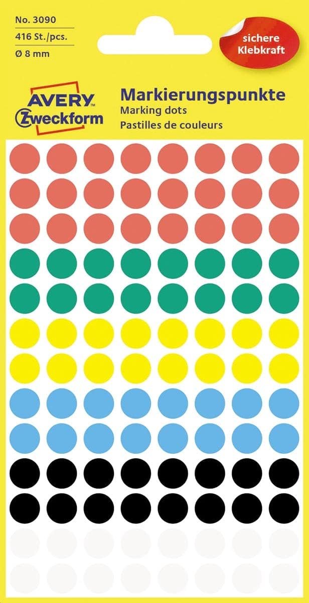 Thijox - Zelfklevende Markeringspunten Ø 8 mm - 416 Ronde Stickers voor Kalender, Planner en Knutselen - Bont - Perfect voor Organiseren en Markeren