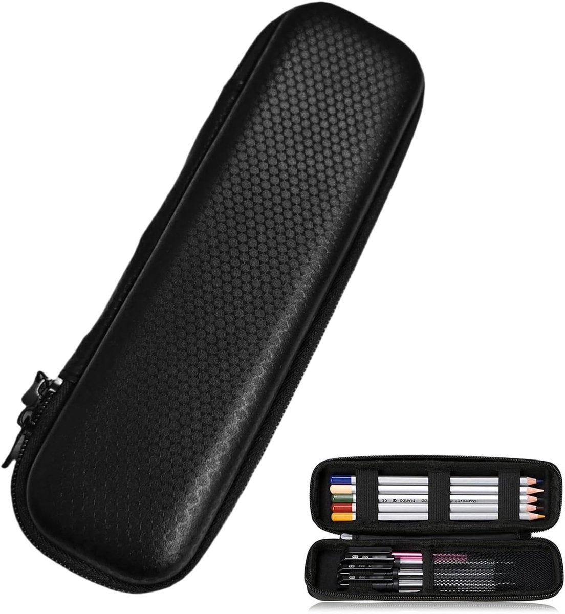 Thijox - Eva Pennenetui, Waterdichte Etui met Ritssluiting voor Kinderen en Tieners, Klein en Praktisch, Pennenzak voor School en Thuis, Zwart EVA Mat