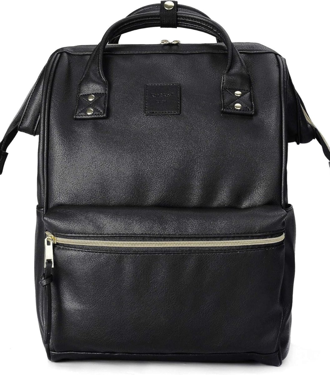 SnelShoppen - Lederen Rugzak voor Laptop en Notebook - Grote School Luiertas voor Vrouwen en Mannen - Zwart - Perfect voor Reizen en Dagelijks Gebruik