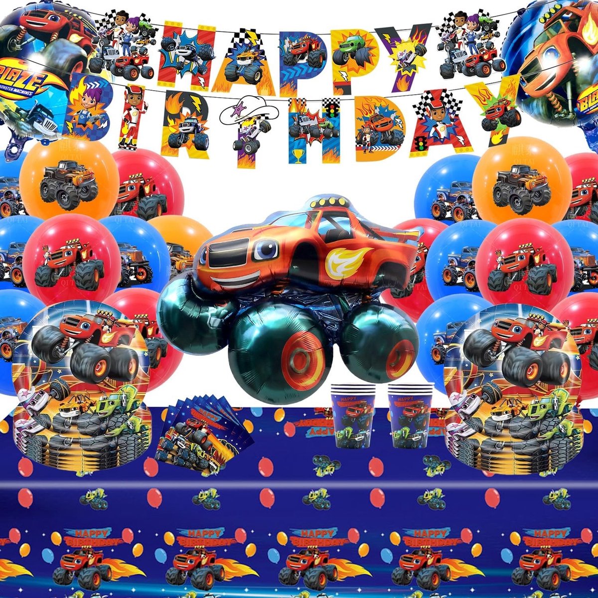 Verjaardagsversiering met Monster Truck Thema - 85 Ballonnen en Tafelgerei voor Feestjes en Kinderverjaardagen
