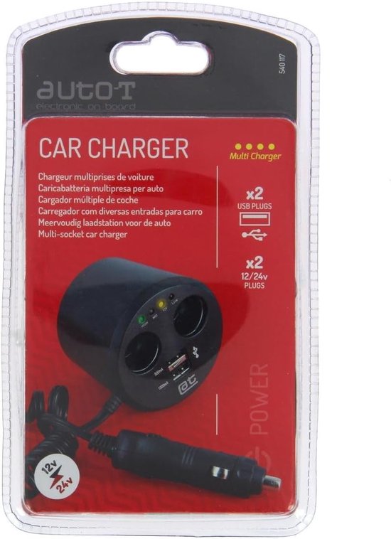 Thijox - Oplader met Meervoudige Stekker 12/24V + USB + LED voor Auto, Bekerhouder Stekkerblok voor Mobiele Telefoon, GPS, Koelbox en Fotoapparaat, Id — afbeelding 2