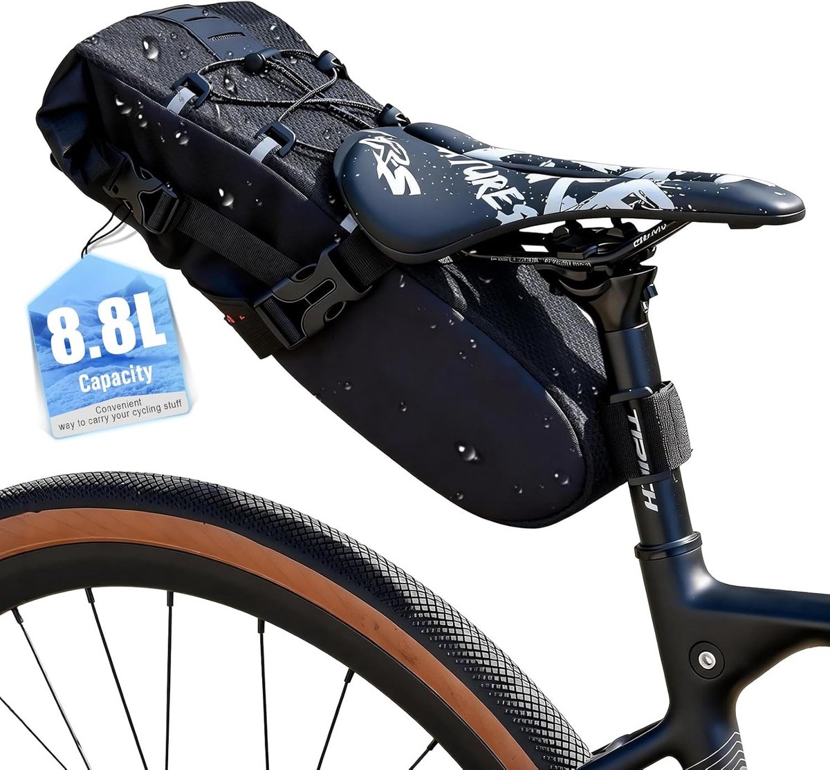 Fietszak voor achterop de fiets - Ruime opslag voor road bike, MTB en BMX met reflecterende details en straps voor veilige bevestiging