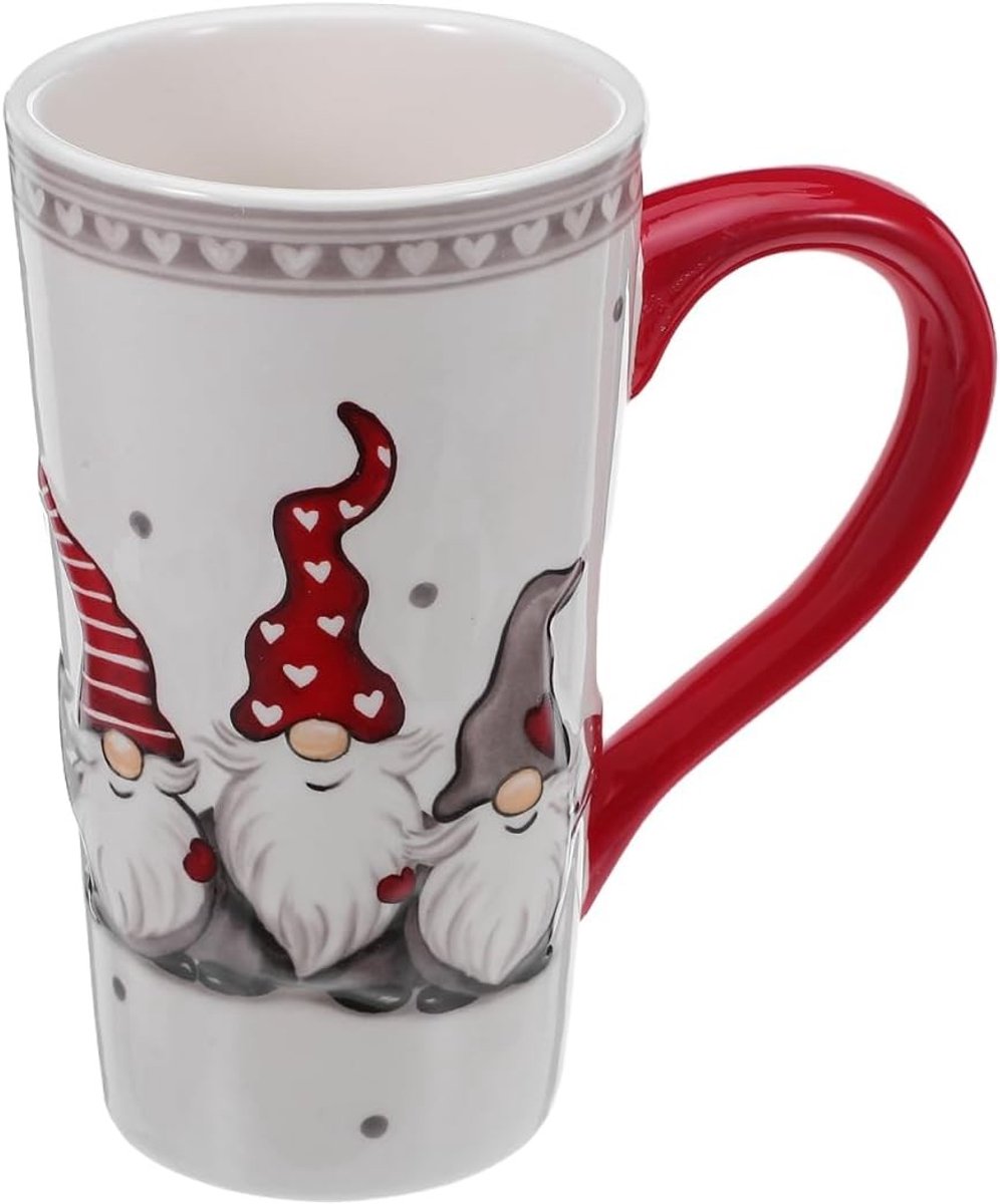 Keramische Kerstmok, Handgeschilderd Gnoom, Koffiemok voor de Feestdagen, Theekopje, Cadeau-idee voor Vrienden en Familie, Perfect voor Koffie en Thee