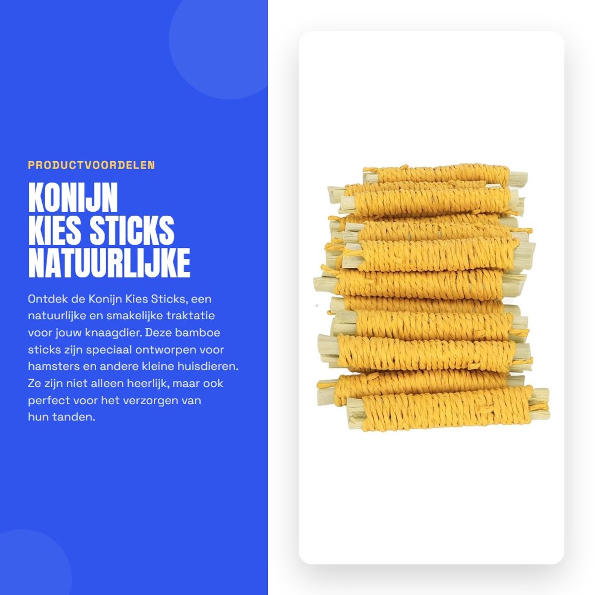 Dailygoods- Kiessticks Natuurlijke Geur - Bamboe Sticks - Tandenknarsen - 20 Stuks - Huisdier - Voor Hamster - Tandenknarssticks