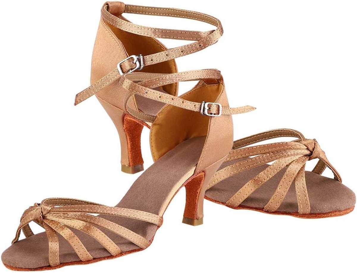 Zachte en Comfortabele Latin Dansschoenen voor Dames, Antislip Ballroom Dansschoenen met 7 cm Hak voor Training en Optredens
