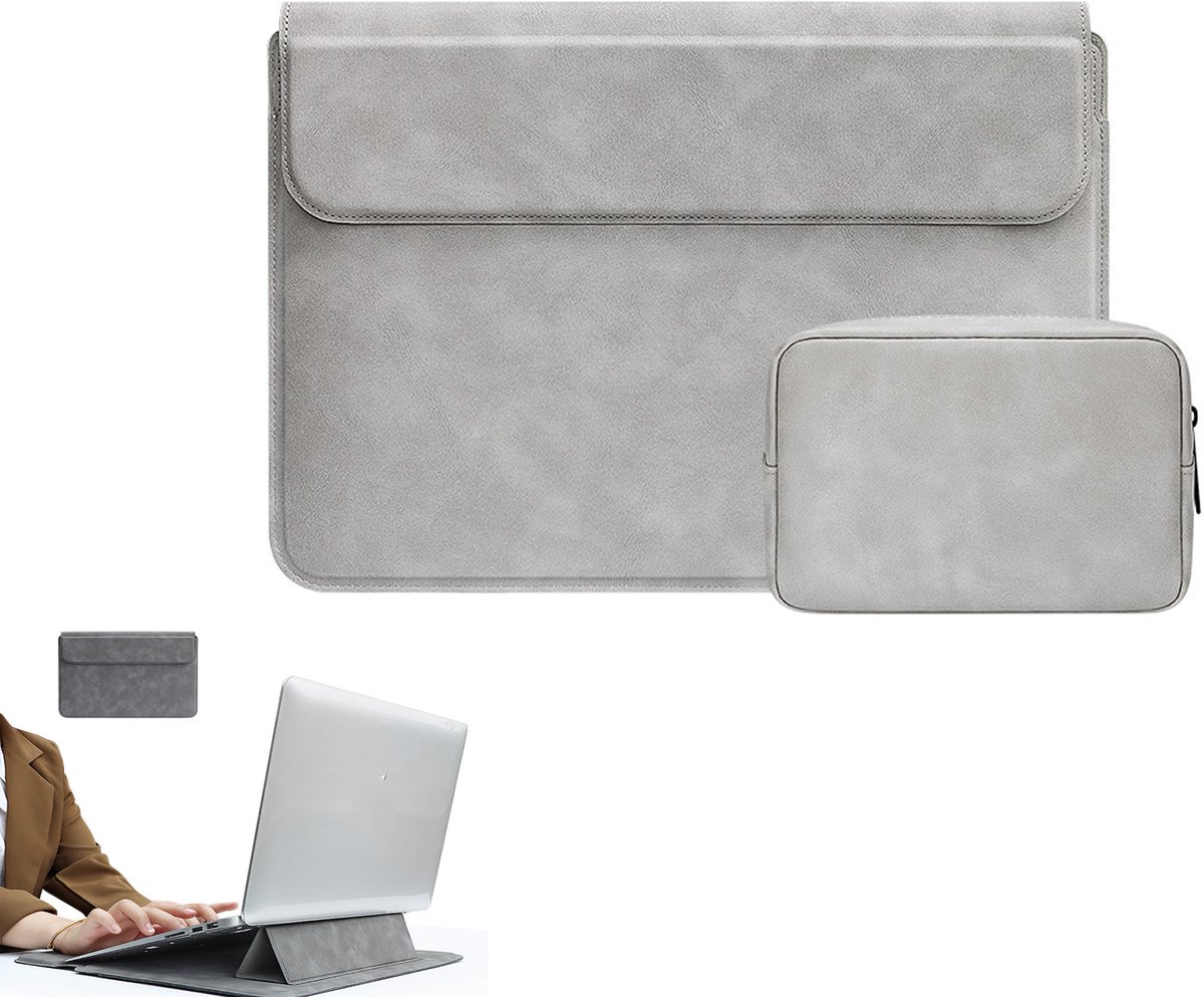 KZQ Laptoptas voor studenten (15–16 inch) – Lichtgewicht beschermtas – Geschikt voor werk, school en reizen – Lichtgrijs
