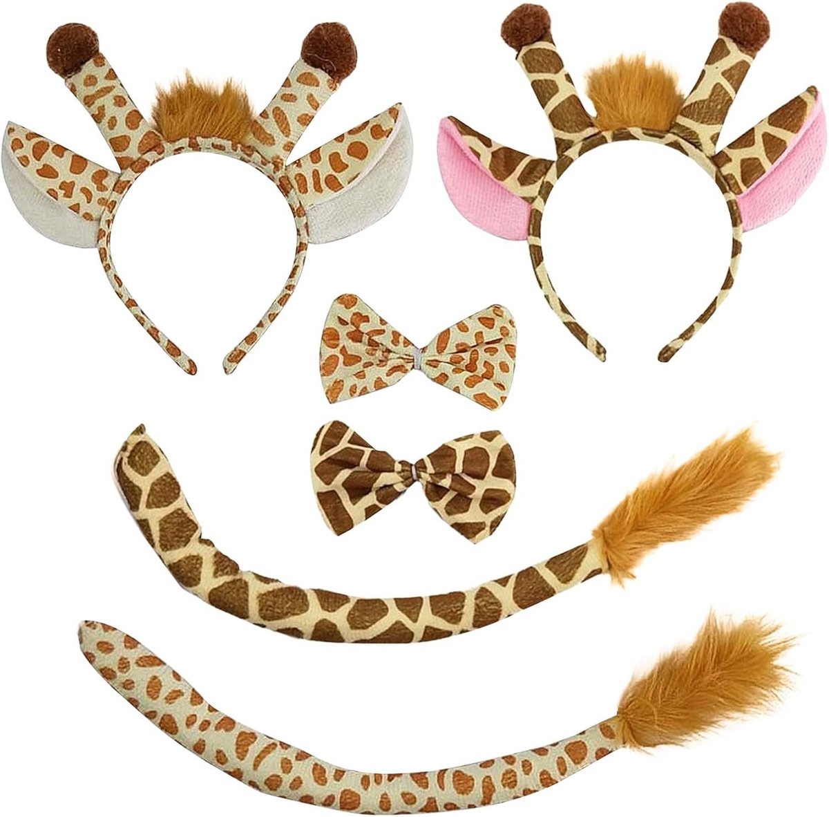 Giraffe Kostuum voor Kinderen - 2 Sets met Oren, Strik en Staart voor Halloween en Carnaval Feestjes