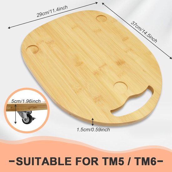 Keukenmachine Plank - Houten Glider - Apparaat Verplaatsen - Met Wielen - 36 cm - Houtkleur — afbeelding 5