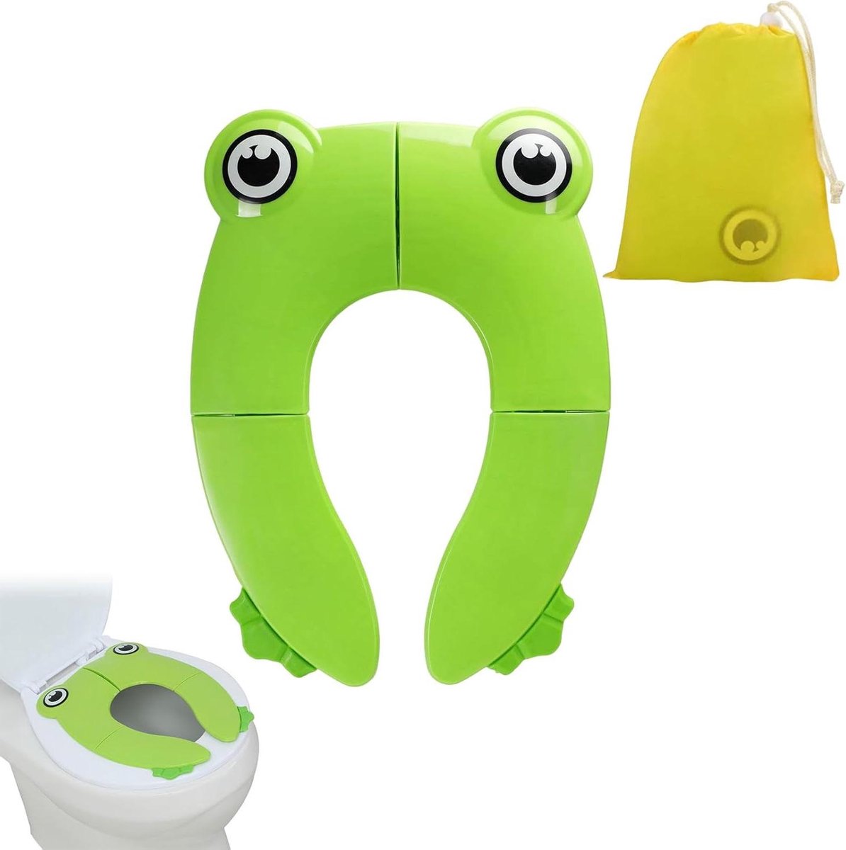 Babytoiletbril - Opvouwbaar Potje - Zindelijkheidstraining - Geurloos Voedselveilig Materiaal - 19 x 12 cm Opgevouwen - Groen