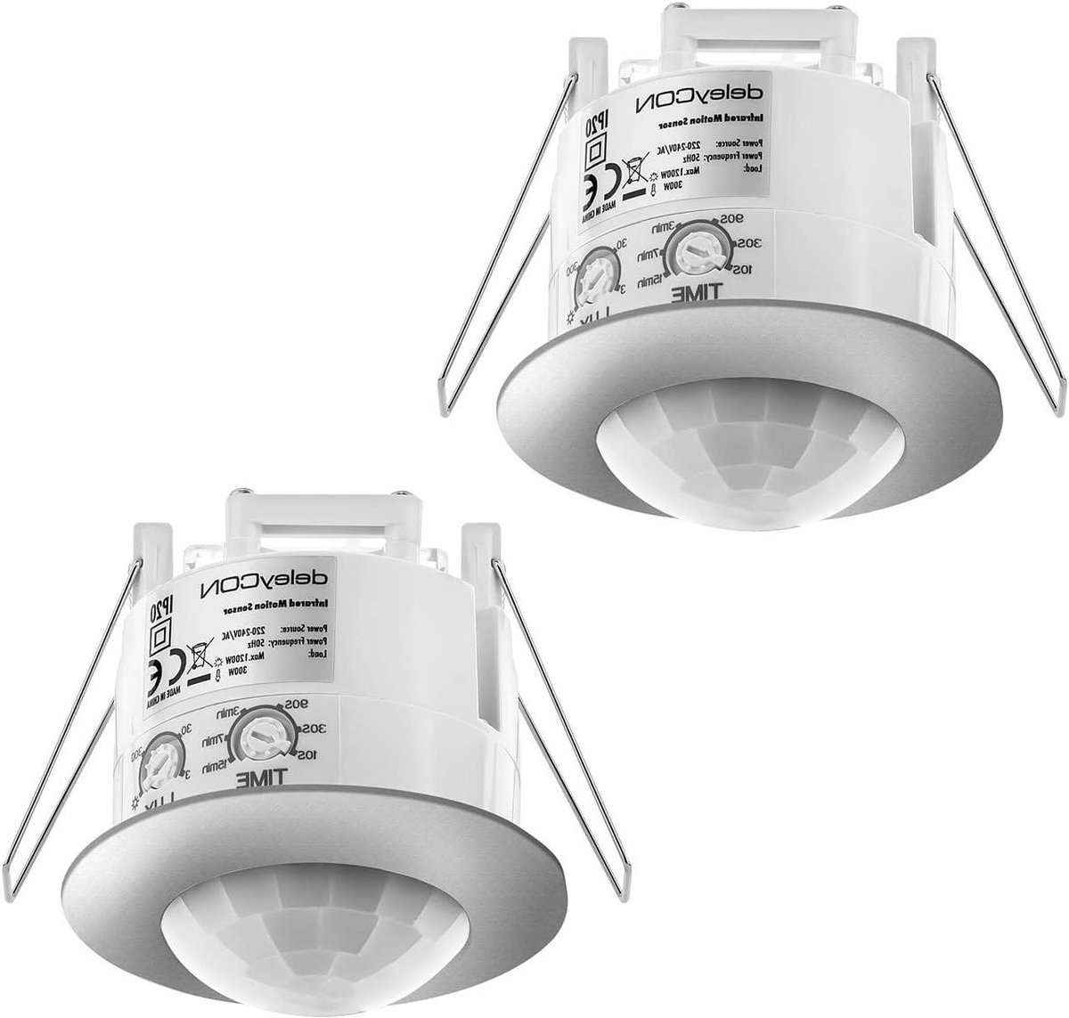 Infrarood Bewegingsmelder - Plafonddetector - Automatische Verlichting - 360 Graden Detectie - 6 Meter Bereik - Chroom