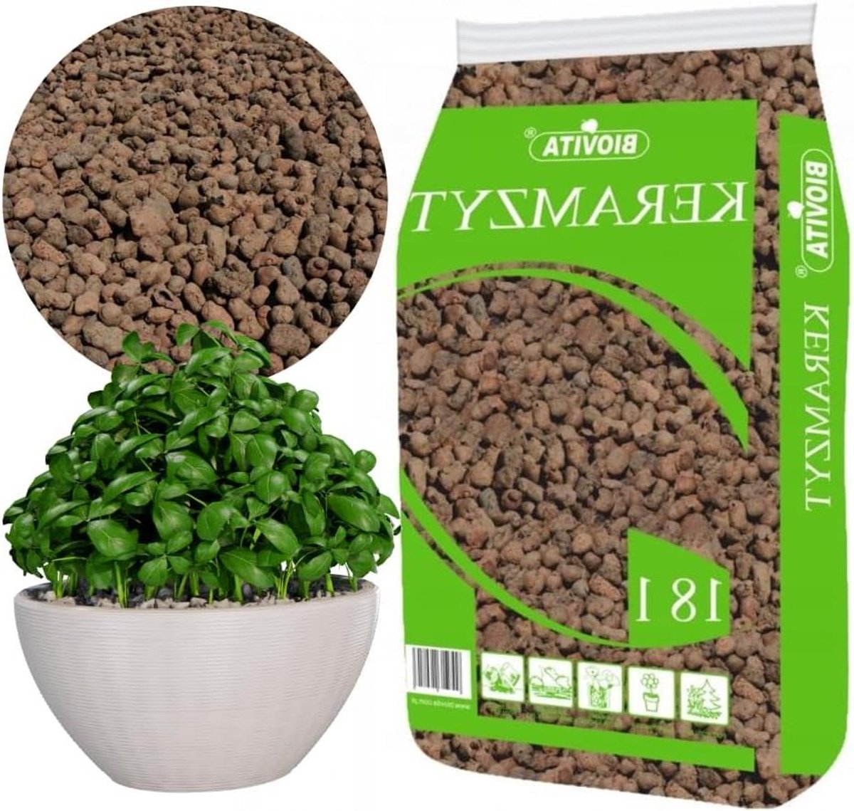 Gebladerde kleigranulaat - Drainage korrels - Kamerplanten verzorgen - Optimale waterafvoer - 18 liter - Bruin