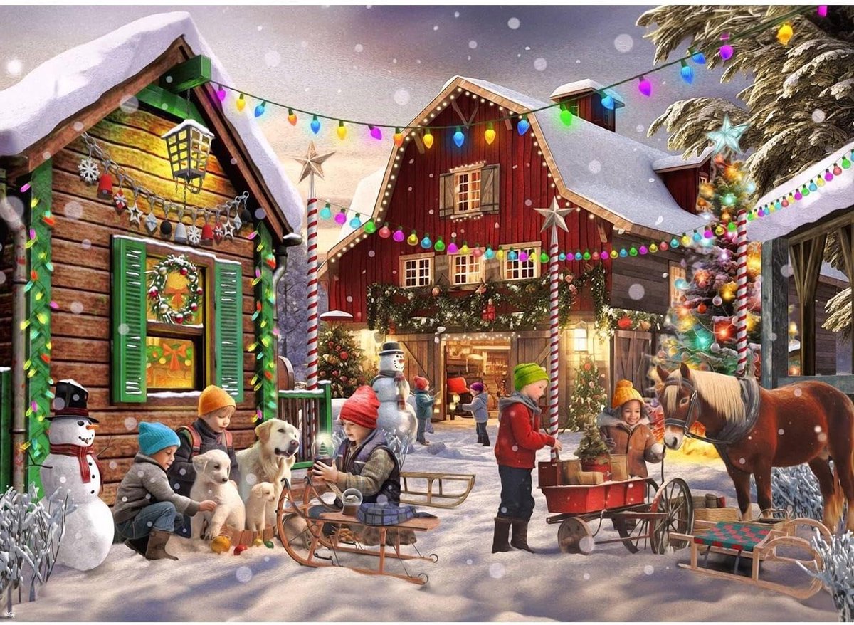 Legpuzzel 1000 Stukjes - Volwassen Puzzel - Familie Plezier - Willekeurig Gevormde Stukken - 68 x 49 cm - Kerst Thema