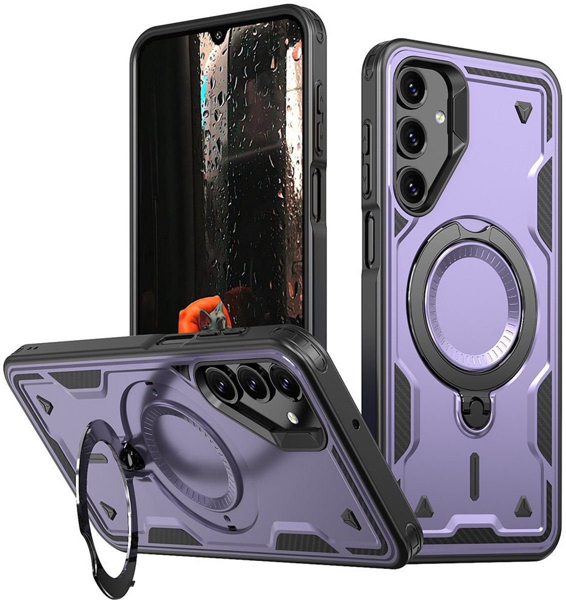 Coverup Hoesje - Geschikt voor Samsung Galaxy A16 Hoesje - Coverup Armor Back Cover met MagSafe Compatible Kickstand - Paars
