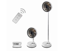 Draagbare oscillerende staande ventilator 8 inch - opvouwbaar met 7200mAh oplaadbare USB batterij, hoogteverstelbaar, 4 snelheden, stil met afstandsbediening voor thuis, kantoor, kamperen en reizenc