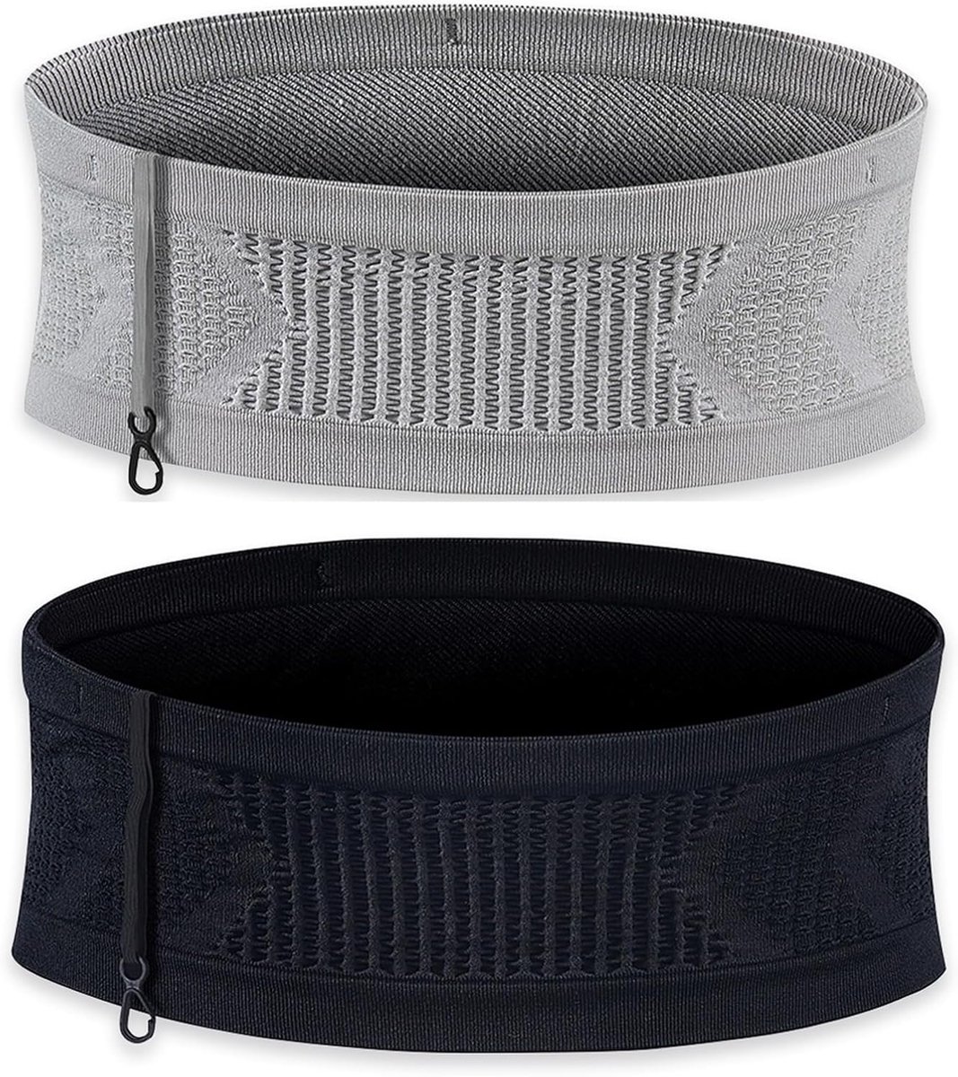 Multifunctional breathable hidden waist bag made of knitted material, black and grey - ShopVlot