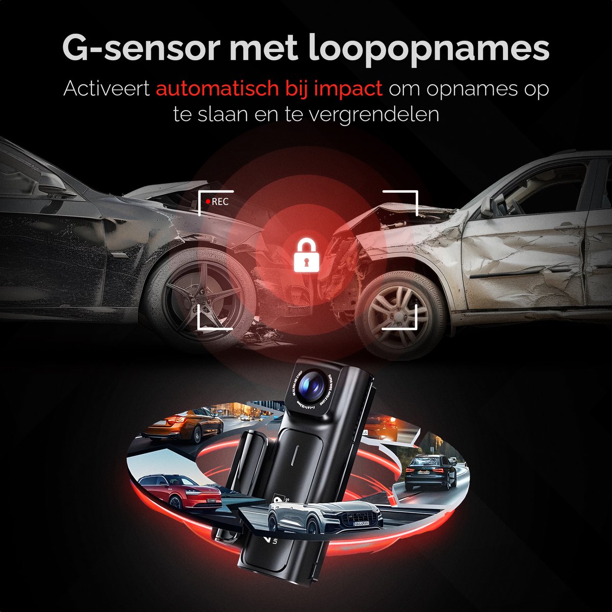 Camsy K803 Dual Dashcam voor auto - 4K & 1080p - 3,59 inch LCD met App thumbnail 2