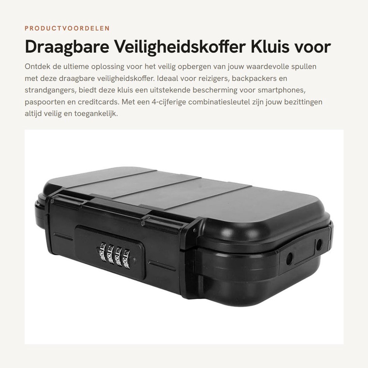 Inovra- Veiligheidskoffer 4-cijferige Combinatieslot - Draagbare Kluis - Geldkluis - Smartphone/Paspoort/Documenten - Hoge Beveiliging met 10.000 Combinaties