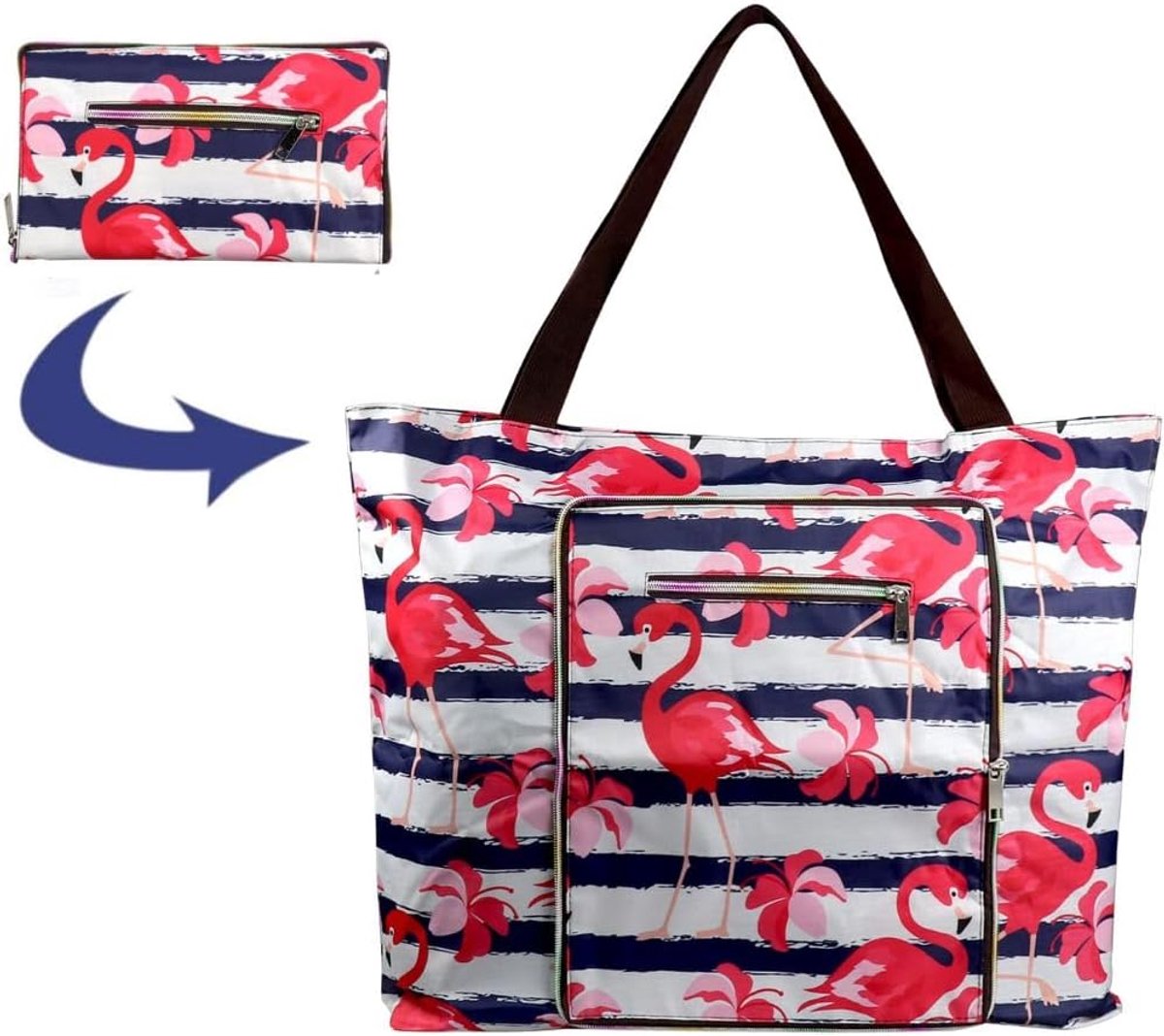 Thijox - Opvouwbare Strandtas Dames XXL met Ritssluiting, Waterdicht, Grote Capaciteit 46 x 10 x 43 cm, Zomertas, Badtas, Shopper, Familie Handtas