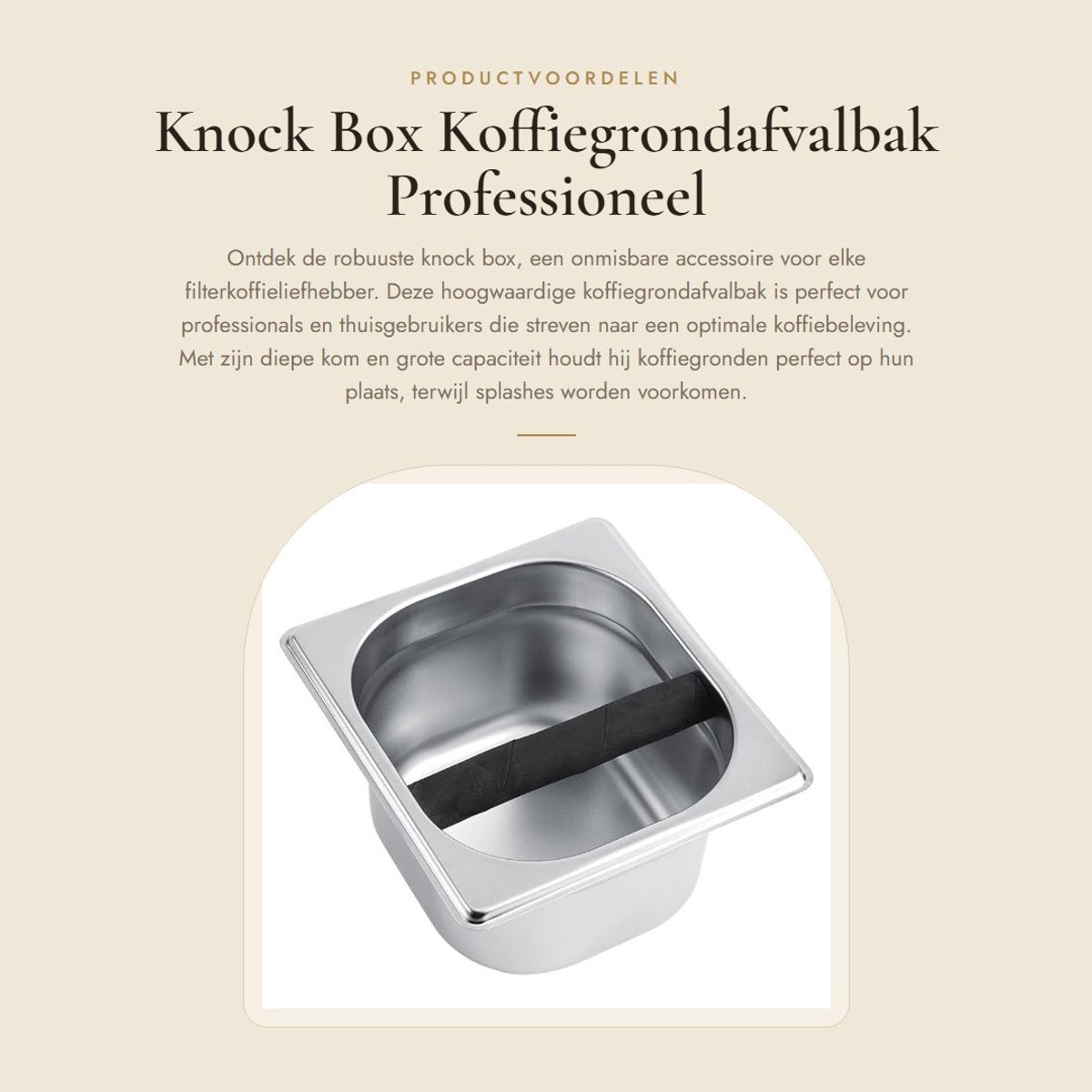 Inovra- Klopkast roestvrij staal - Klopkastgereedschap - Accessoires voor filterkoffiemachines - Professioneel gebruik - Antiroest - Grote capaciteit - Koffie Knock Box