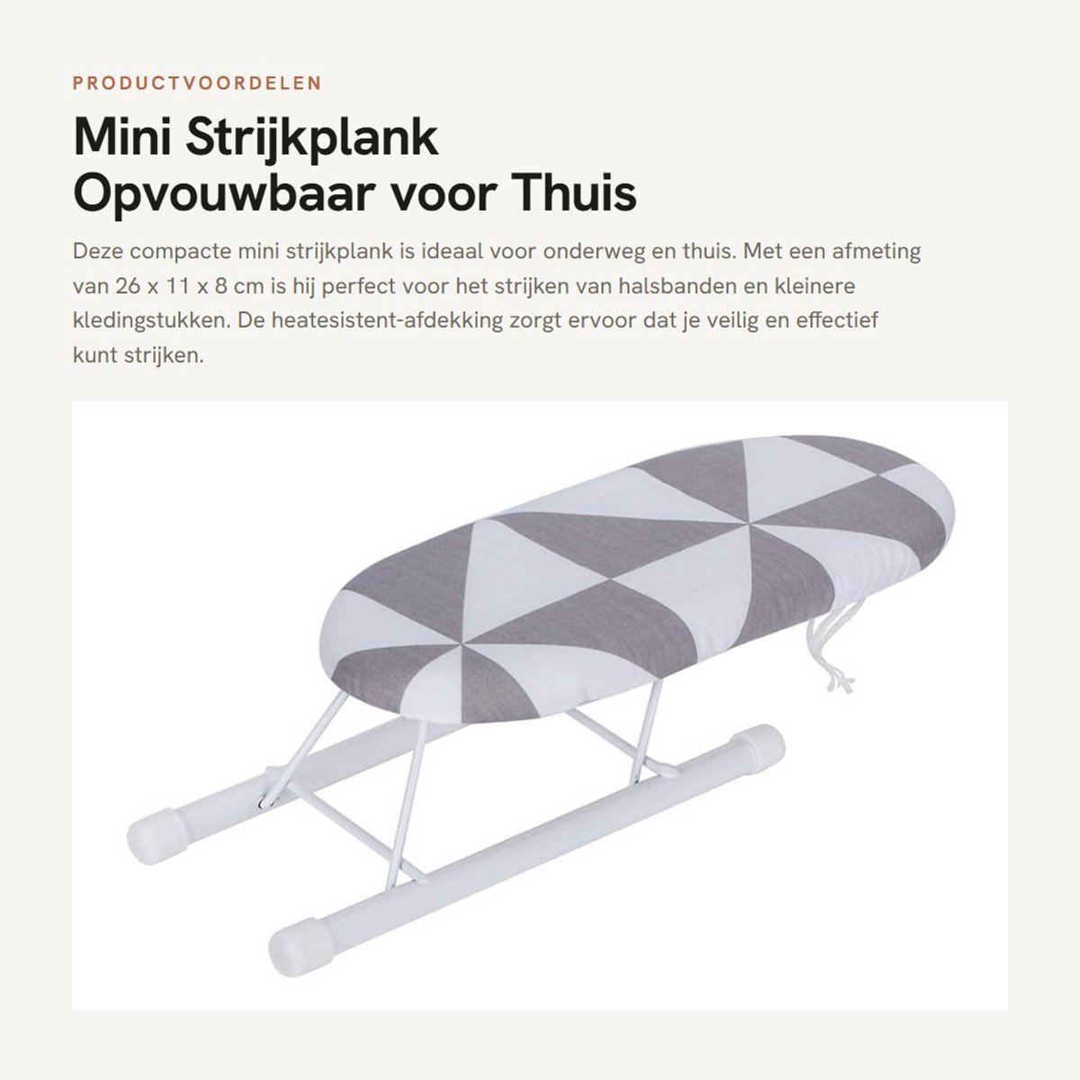 Inovra- Strijkplank Opvouwbaar - Mini Strijkplank 26 x 11 x 8 cm - Katoenen Hoes - Stalen Beugel - IJzerbestendig Polyester - Lichtgewicht 207 gr - Reiskledingstrijkplank