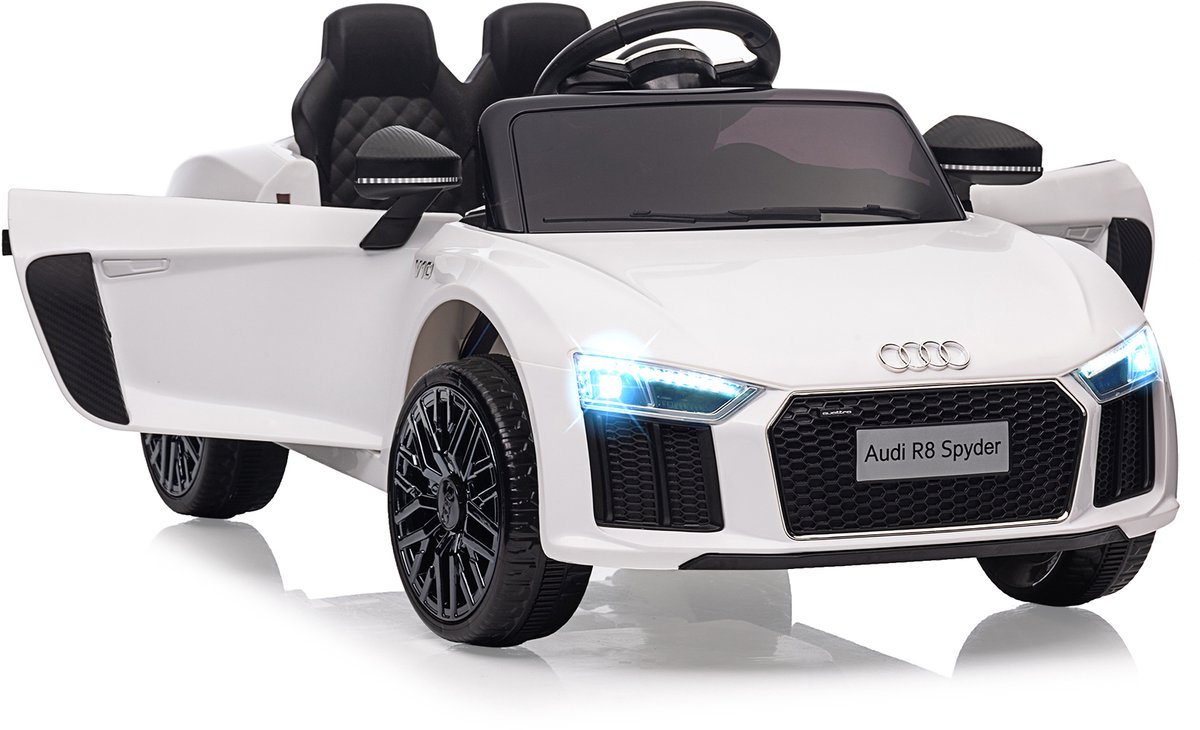 Elektrische Kinderauto Audi R8 - 6V Ride-On Auto met 2 Motoren - Elektrisch Kinderauto met Muziek & Koplampen - Afstandsbediening - Wit