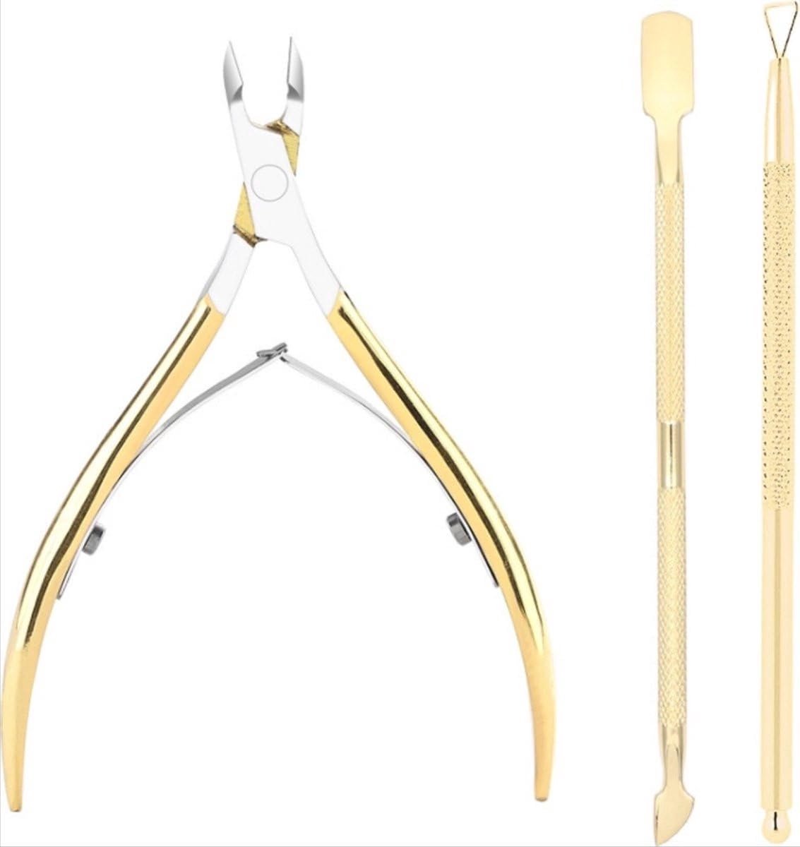 Thijox - Nagelknipper Set 3-delig - Goudkleurig - Nagelriem Verzorgingsset voor Manicure en Pedicure - Hoogwaardig Materiaal, Universeel Gebruik