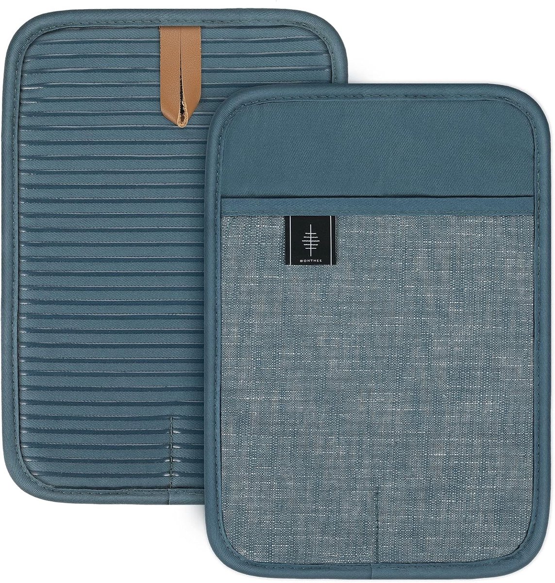 SnelShoppen - Bonthee Pot Holders Set van 2 - Grote Katoenen Ovenwanten - Antislip Keukenaccessoires - Blauw - Voor Koken en Bakken