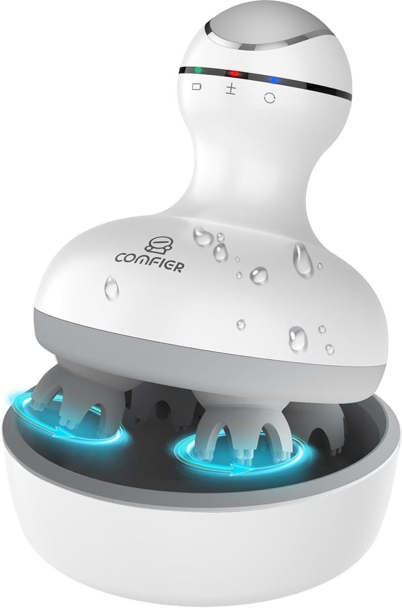 SnelShoppen - Draadloos Hoofdmassageapparaat, Elektrisch Hoofdmassageapparaat voor Stressontspanning, Haargroei, Diepe Reiniging, Silicone Massagekopp