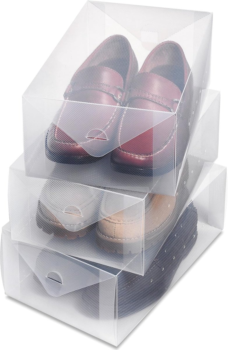 Thijox - Clear Vue Schoenendozen Heren 3-set - Doorzichtige Plastic Opbergruimte - Stapelbaar en Ruimtebesparend - Ideaal voor Kast en Organisatie