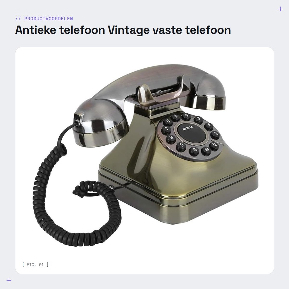 Inovra- Telefoon Antiek Brons - Vintage Telefoon - Vaste Telefoon - Grote Knoppen - Hoogwaardige ABS - Schokbestendig Design