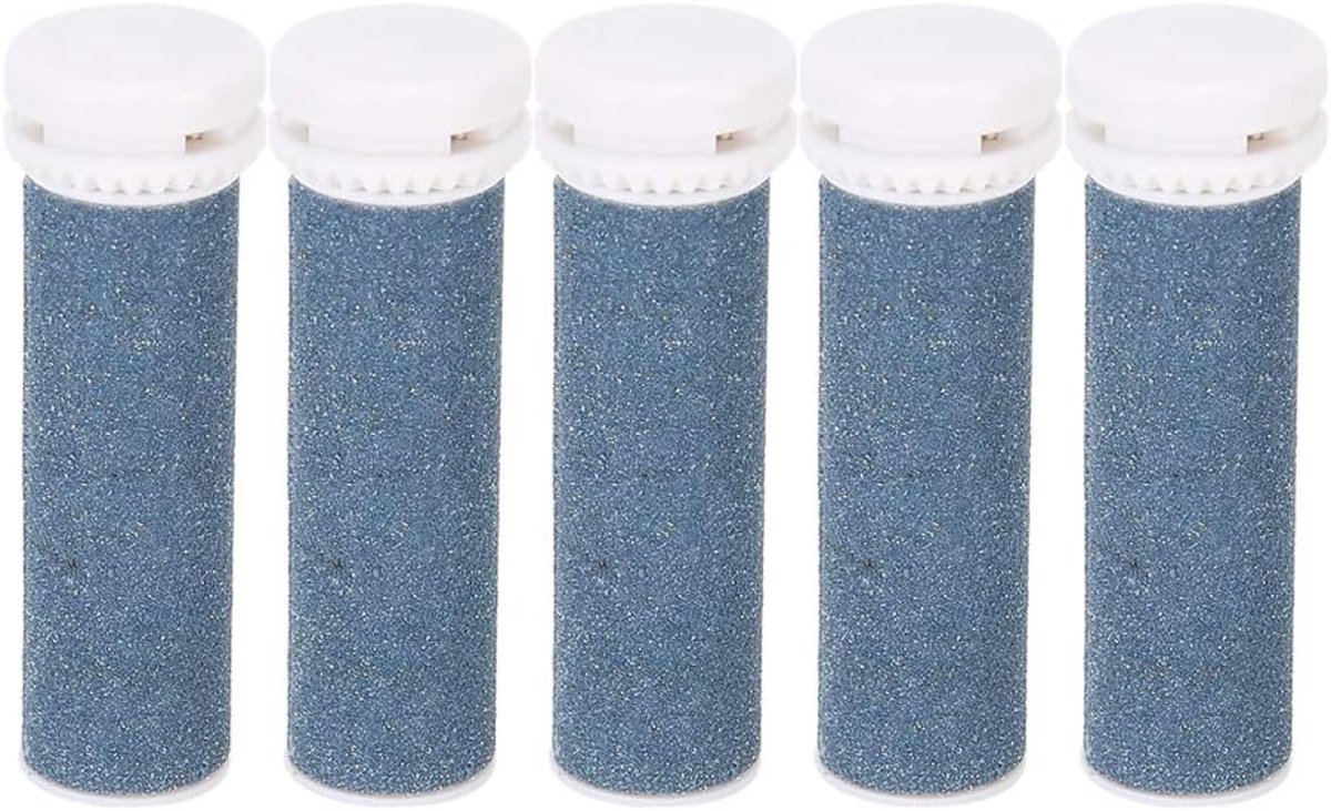 SnelShoppen - 5x Voetvijl Roller Heads - Vervangbare Rollers voor Voetverzorging - Exfoliatie - Wasbaar - Quartz Steen - 5.1x1.7cm