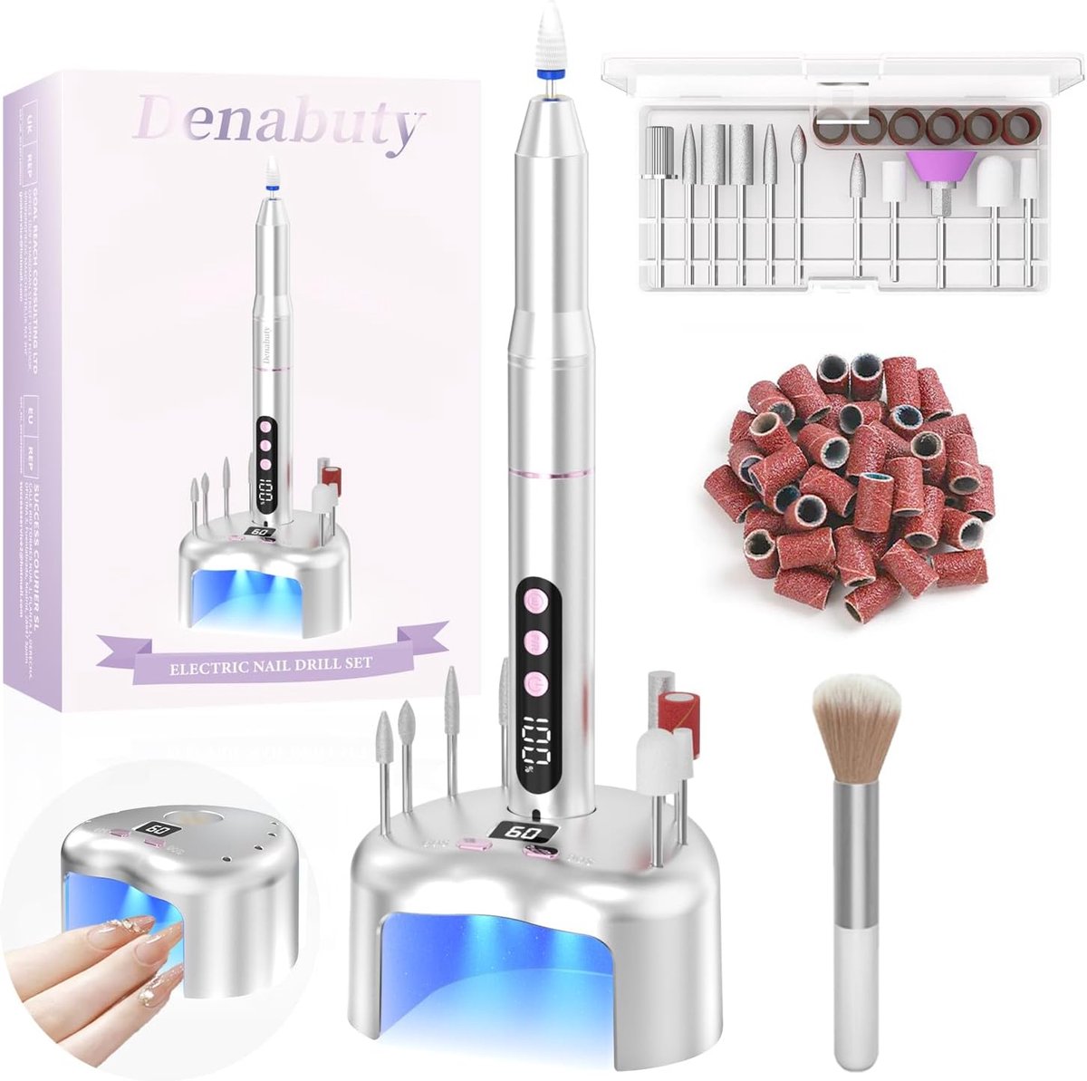 Thijox - Professionele Elektrische Nagelvijl met UV LED-nagellamp - 12-in-1 Nageldrill voor Gelnagels en Acryl - 35.000 omw/min Manicure & Pedicure Se