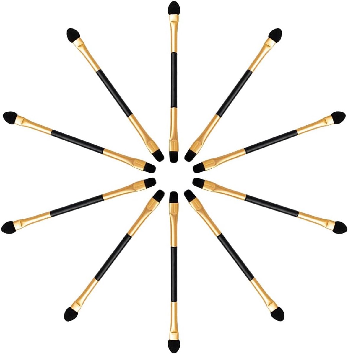 Thijox - Make-upkwast Set 10 Stuks - Dubbelzijdige Oogschaduwkwasten, Concealer- en Lippenkwasten, Oogmake-up Applicator, Spons en Eyeliner Kwast voor