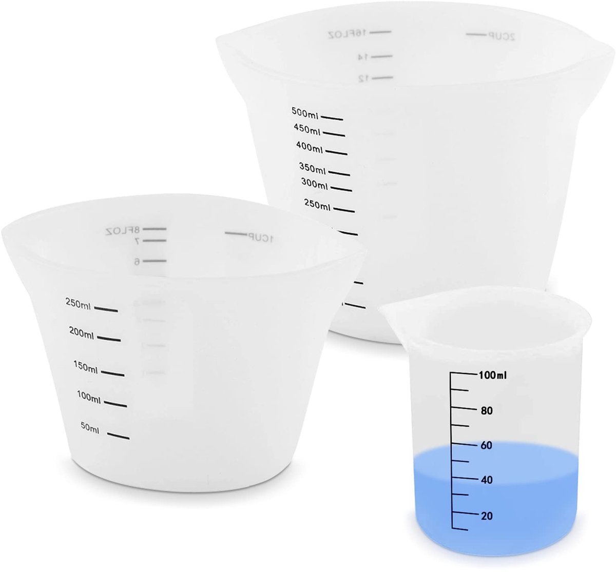 Dailygoods- Maatbeker Siliconen - Mengbeker met Schaalverdeling - Maatbeker voor Gietvormen - Maatbeker 1 Liter - Hoge Kwaliteit - Comfortabel Gebruik
