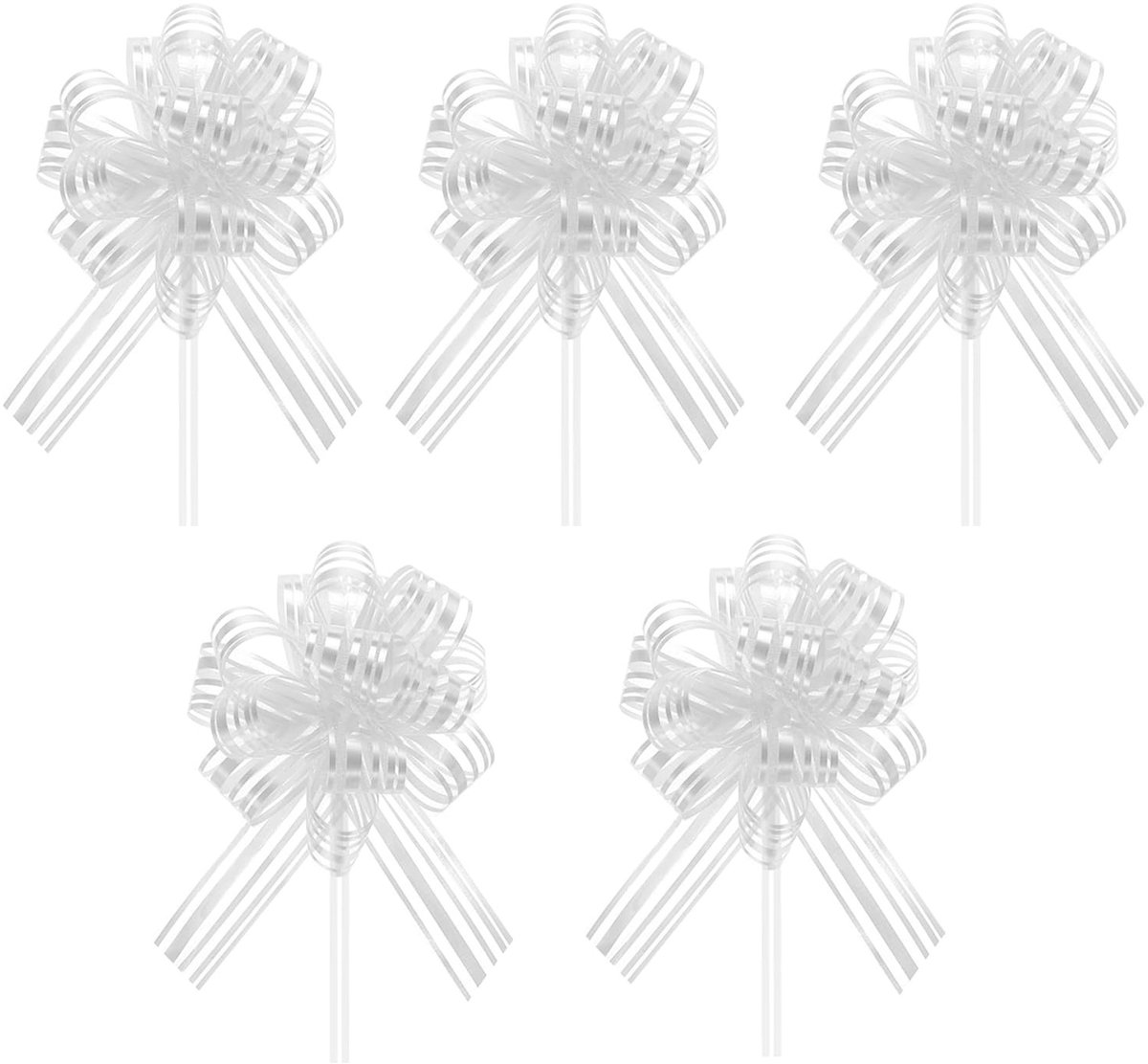 Dailygoods - 5 trekbogen, 4 inch strikken voor cadeauverpakking, zilveren strikken voor cadeauverpakking, grote strikken voor cadeauverpakking, bruiloftslint voor cadeauverpakking