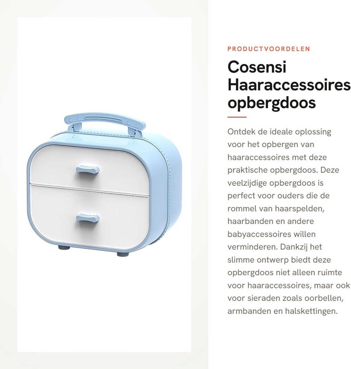 Dailygoods- Opbergdoos - Draagbare Sieradendoos - Haaraccessoires - Ruimte voor Oorbellen - Hoogwaardig ABS - Blauw - Sieradenbox
